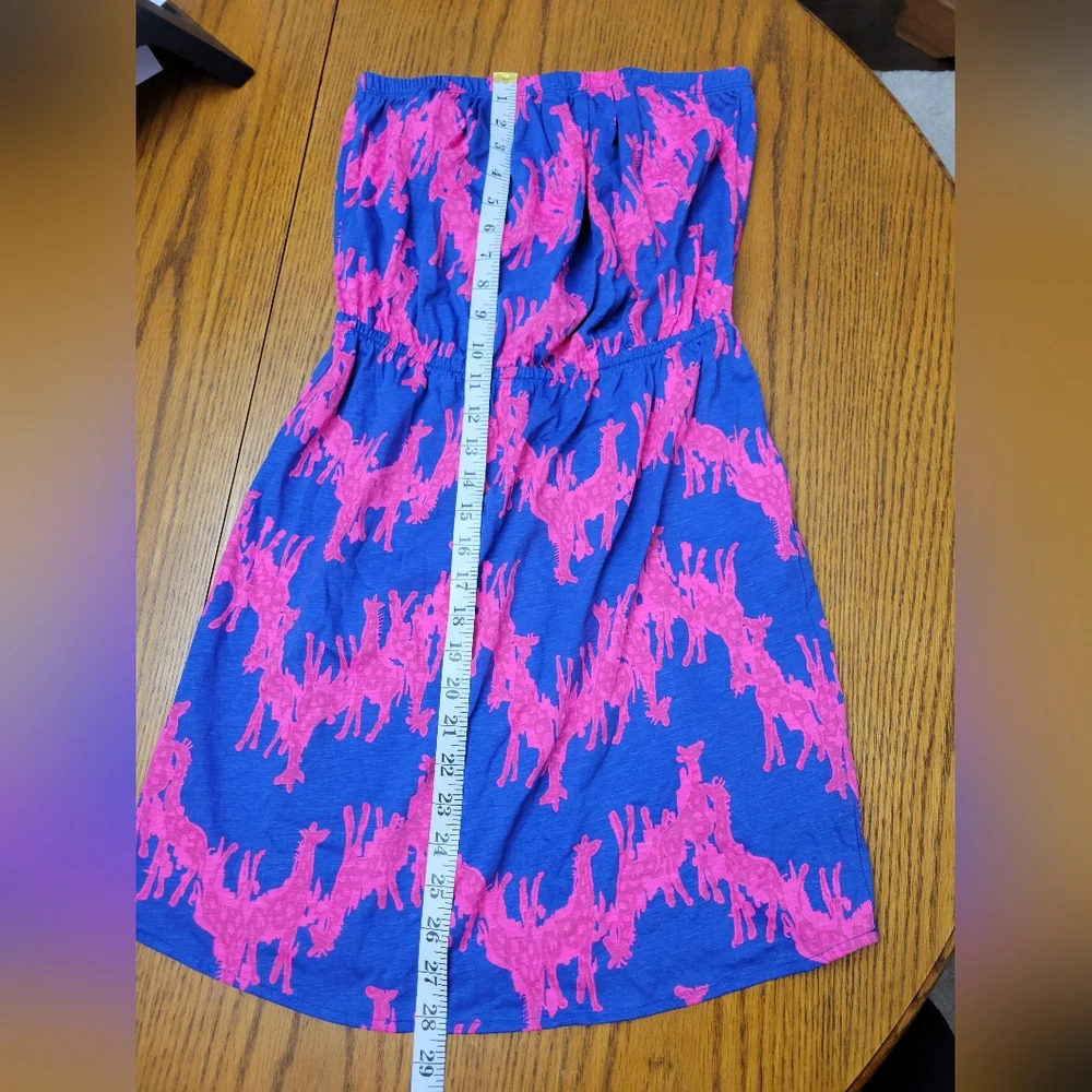 Lilly Pulitzer Windsor Strapless Giraffe Print Dress Blue & Pink Size Small - Picture 8 of 9